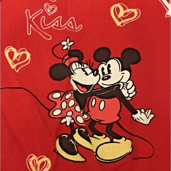 Disney Mickey & Minnie Mouse Scrub Top Women's XS Red Wrap Cinch Back 3 Pocket - Picture 3 of 12